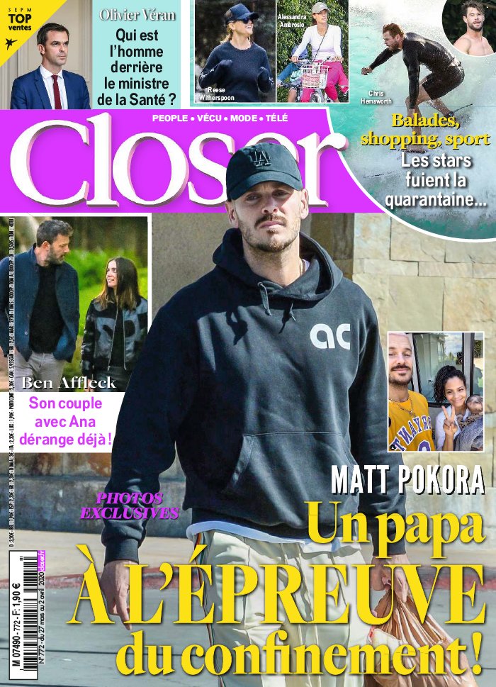 Closer 26 mars 2020 Closer N°772 du 26 mars 2020 à télécharger sur iPad