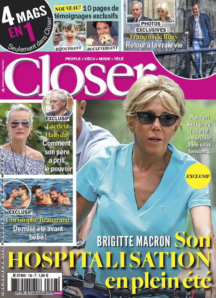 Closer 02 août 2019 Closer N°738 du 02 août 2019 à télécharger sur iPad