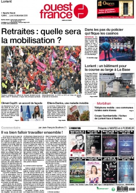 Ouest-France N°20191216 du 16 décembre 2019 à télécharger sur iPad