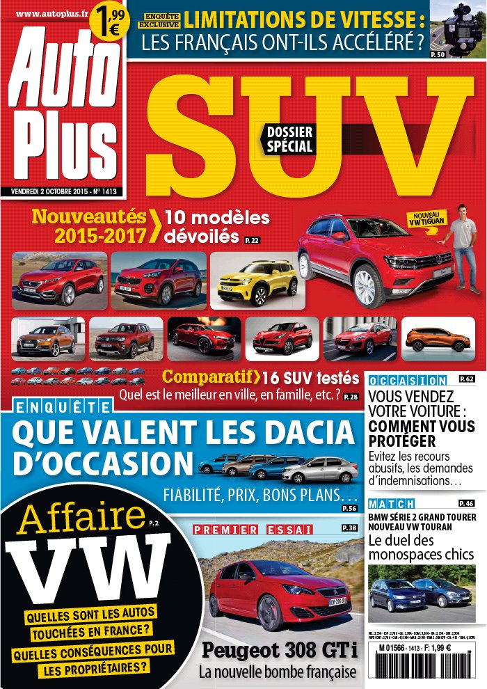 Auto Plus N°1413 du 02 octobre 2015 à télécharger sur iPad
