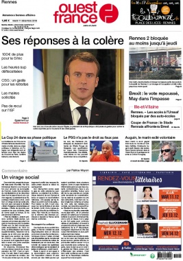 Ouest-France N°20181211 du 11 décembre 2018 à télécharger sur iPad