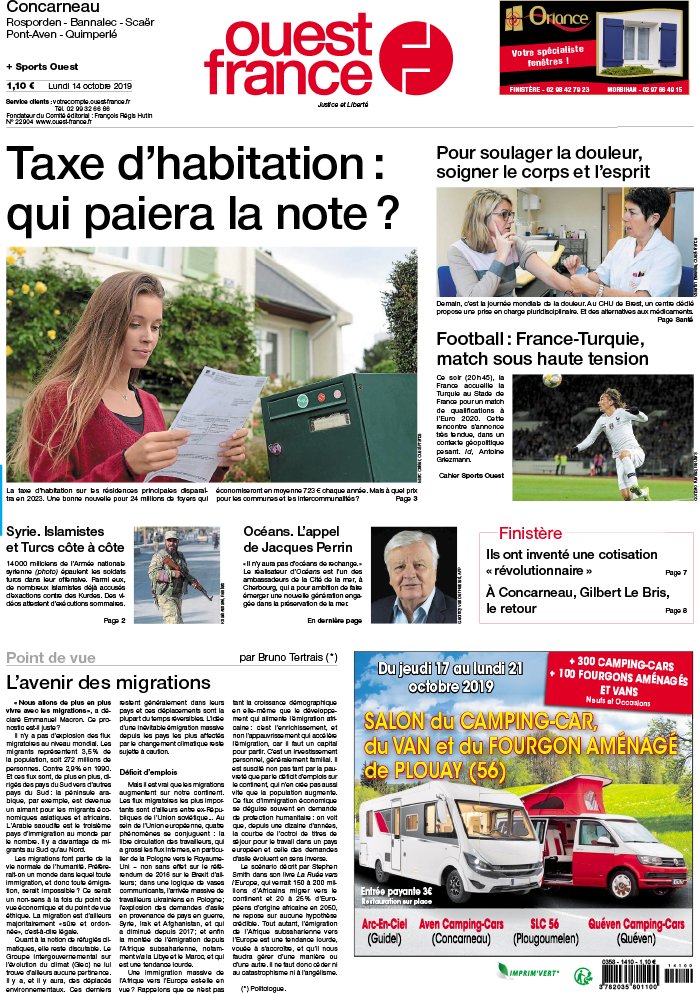 Ouest France N 20191014 Du 14 Octobre 2019 A Telecharger Sur Ipad