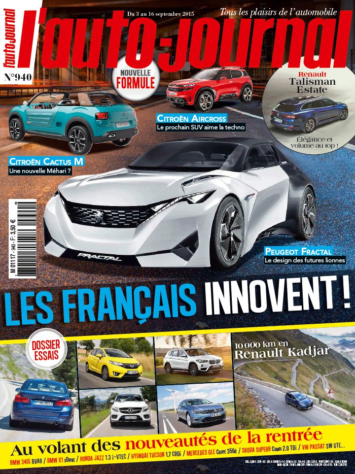 L'Auto Journal N°940 du 03 septembre 2015 à télécharger sur iPad