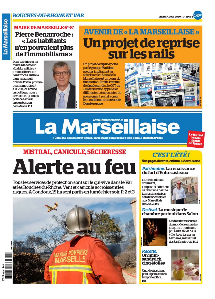 La Marseillaise 04 août 2020 La Marseillaise - Bouches du Rhône / Var du 04 août 2020