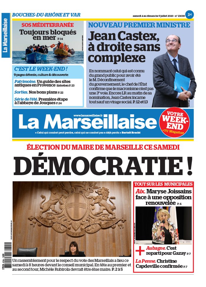 La Marseillaise 04 juillet 2020 La Marseillaise - Bouches du Rhône / Var du 04 juillet 2020