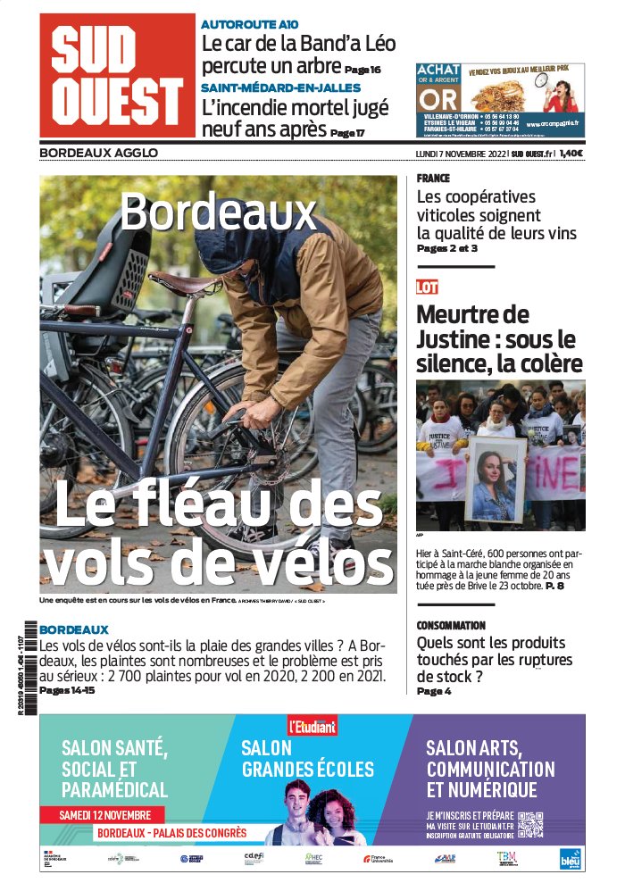 Sud Ouest N°20221107 Du 07 Novembre 2022 à Télécharger Sur IPad