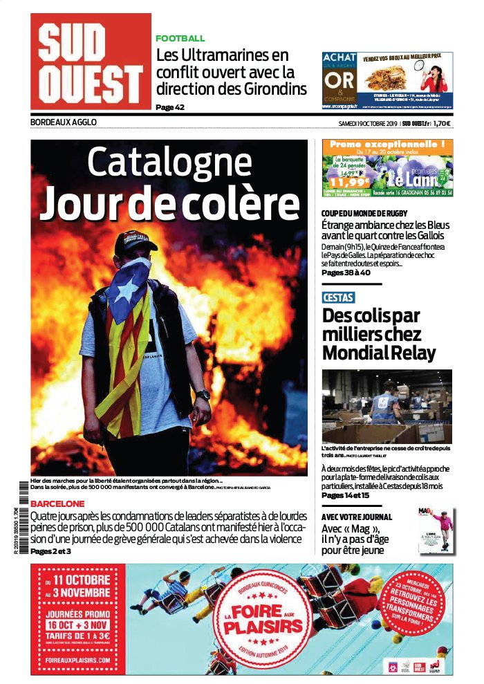 Sud Ouest 19 octobre 2019 Abonnement Sud Ouest Pas Cher avec BOUQUET INFO ePresse.fr