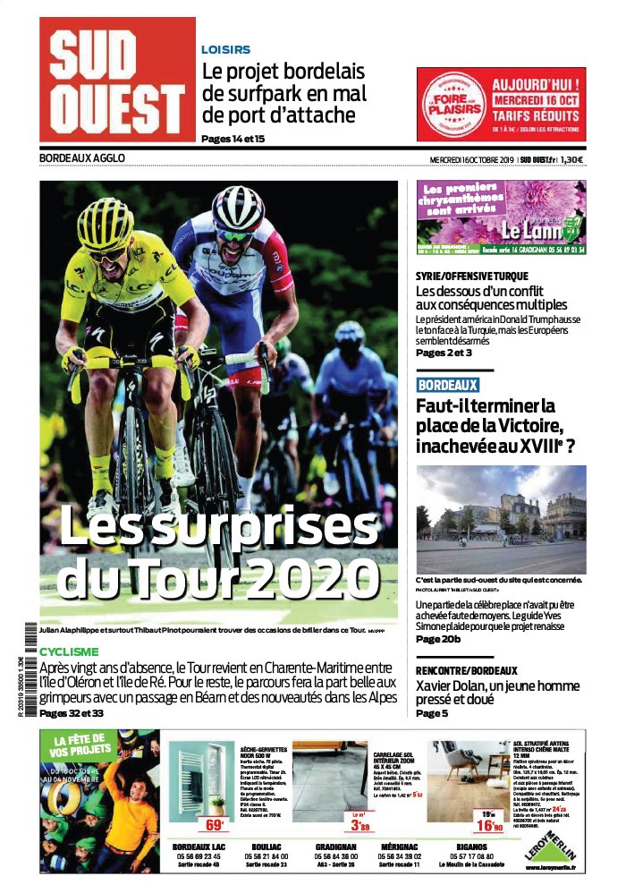 Sud Ouest 16 octobre 2019 Abonnement Sud Ouest Pas Cher avec BOUQUET INFO ePresse.fr