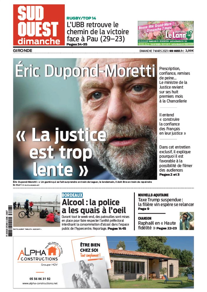Sud Ouest Dimanche 07 mars 2021 Abonnement Sud Ouest Pas Cher avec BOUQUET INFO ePresse.fr