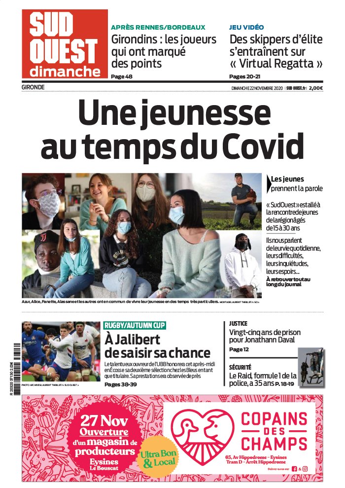 Sud Ouest Dimanche 22 novembre 2020 Abonnement Sud Ouest Pas Cher avec BOUQUET INFO ePresse.fr