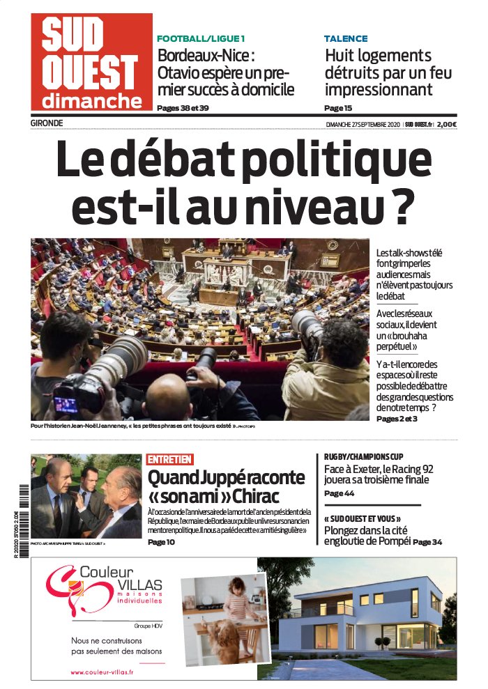 Sud Ouest Dimanche 27 septembre 2020 Abonnement Sud Ouest Pas Cher avec BOUQUET INFO ePresse.fr