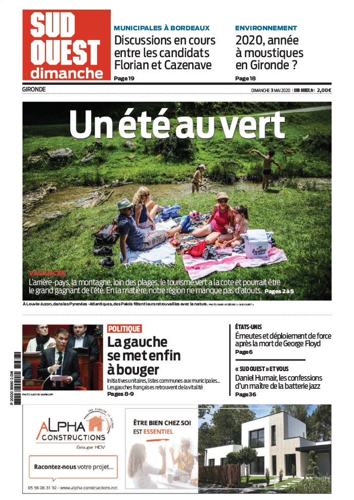 Sud Ouest Dimanche 31 mai 2020 Abonnement Sud Ouest Pas Cher avec BOUQUET INFO ePresse.fr