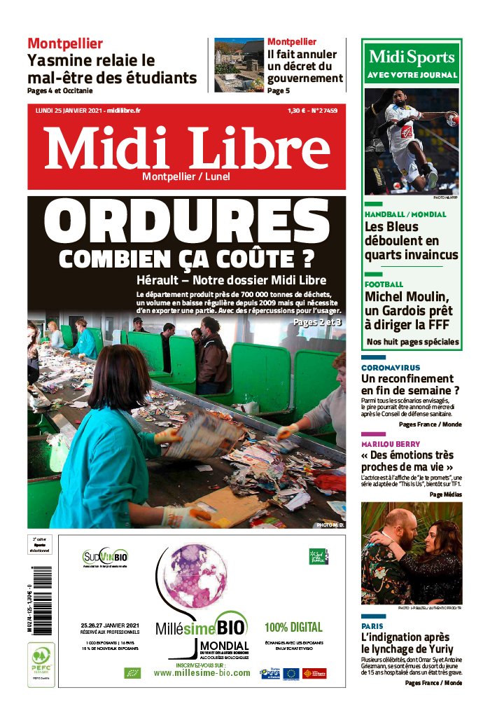 Midi Libre 25 janvier 2021 Abonnement à Midi Libre Pas Cher avec le BOUQUET INFO ePresse.fr
