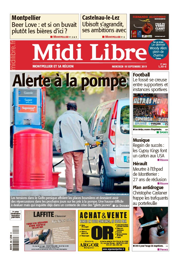 Midi Libre 18 septembre 2019 Abonnement à Midi Libre Pas Cher avec le BOUQUET INFO ePresse.fr