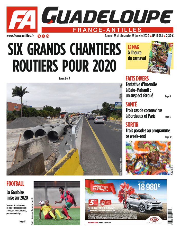 France-antilles Guadeloupe 25 janvier 2020 Abonnement France-Antilles Guadeloupe Pas Cher avec le BOUQUET ePresse.fr