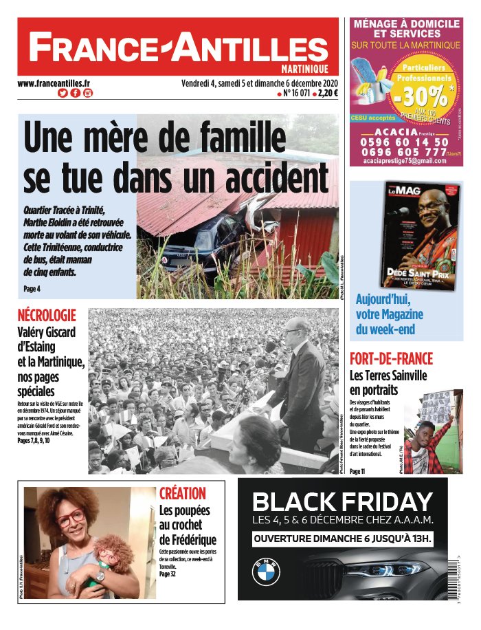 France-antilles Martinique 04 décembre 2020 Abonnement France-Antilles Martinique Pas Cher avec le BOUQUET ePresse.fr