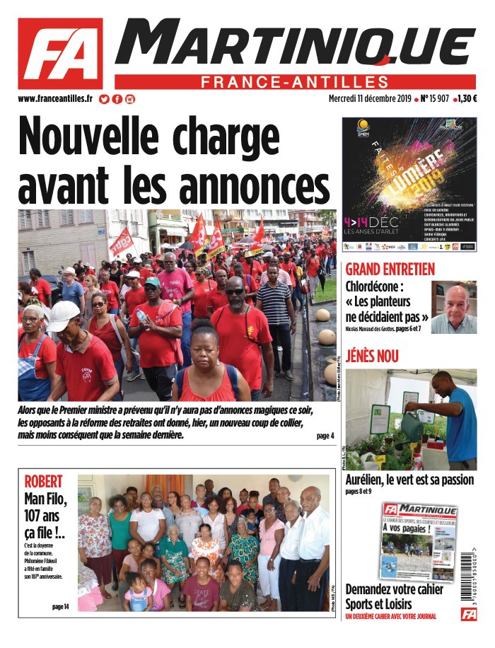 France-antilles Martinique N°15907 du 11 décembre 2019 à télécharger ...