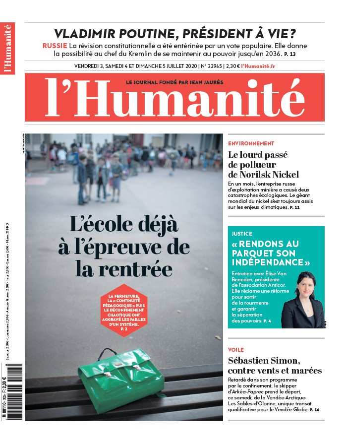 L'Humanité 03 juillet 2020 Abonnement à L’Humanité Pas Cher avec le BOUQUET INFO ePresse.fr