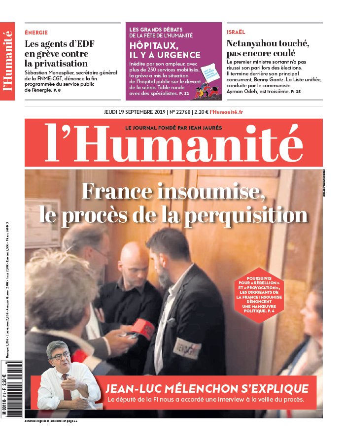 L'Humanité 19 septembre 2019 Abonnement à L’Humanité Pas Cher avec le BOUQUET INFO ePresse.fr