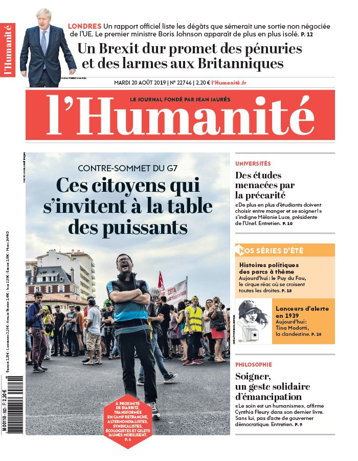 L'Humanité 20 août 2019 Abonnement à L’Humanité Pas Cher avec le BOUQUET INFO ePresse.fr