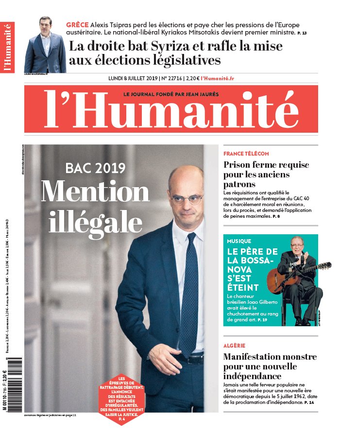 L'Humanité 08 juillet 2019 L'Humanité N°22716 du 08 juillet 2019 à télécharger sur iPad