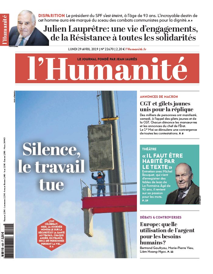 L'Humanité 29 avril 2019 L'Humanité N°22670 du 29 avril 2019 à télécharger sur iPad