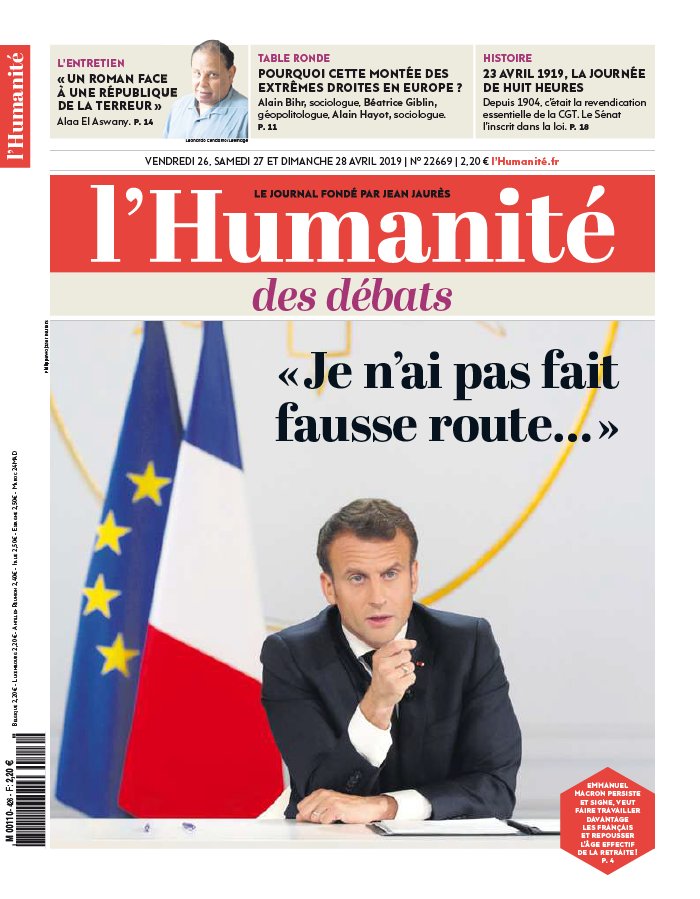 L'Humanité 26 avril 2019 L'Humanité N°22669 du 26 avril 2019 à télécharger sur iPad