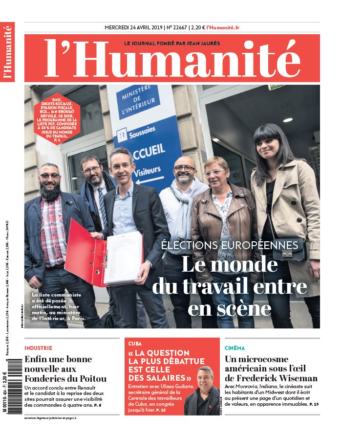 L'Humanité 24 avril 2019 L'Humanité N°22667 du 24 avril 2019 à télécharger sur iPad