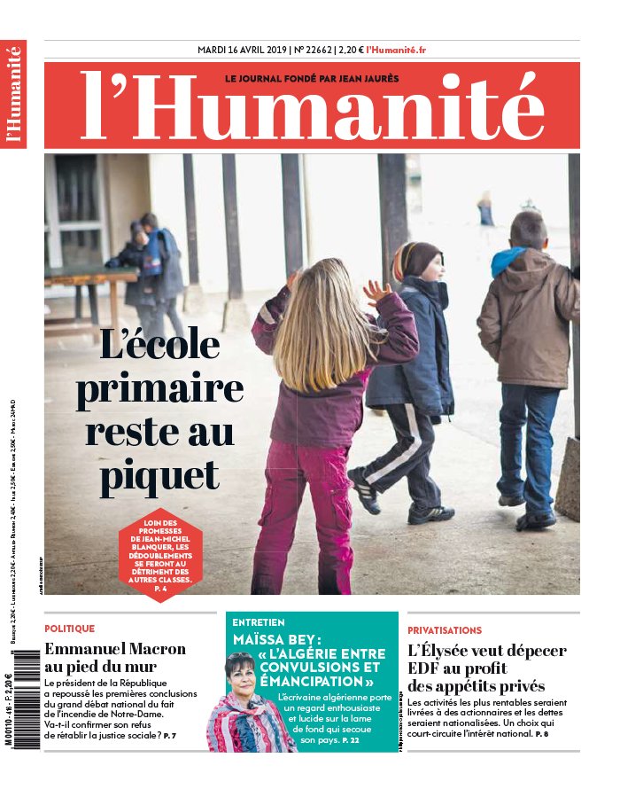 L'Humanité 16 avril 2019 L'Humanité N°22662 du 16 avril 2019 à télécharger sur iPad