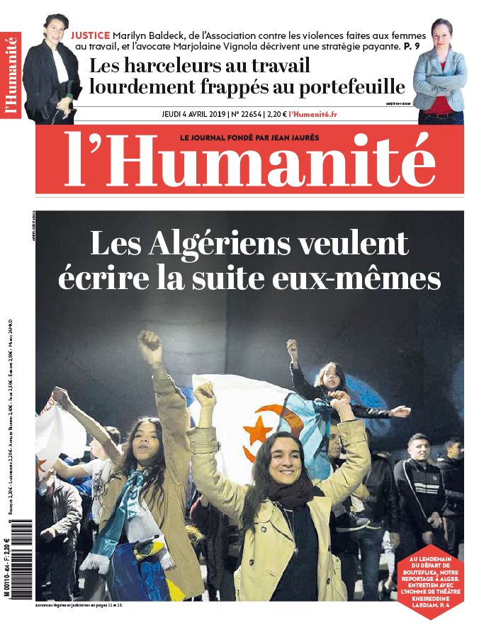 L'Humanité 04 avril 2019 L'Humanité N°22654 du 04 avril 2019 à télécharger sur iPad