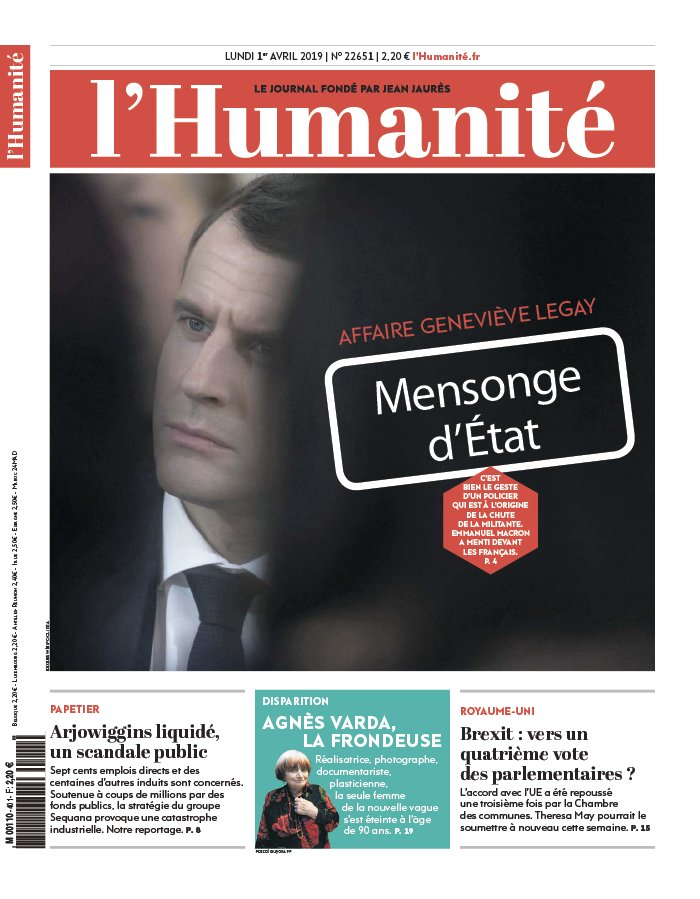 L'Humanité 01 avril 2019 L'Humanité N°22651 du 01 avril 2019 à télécharger sur iPad