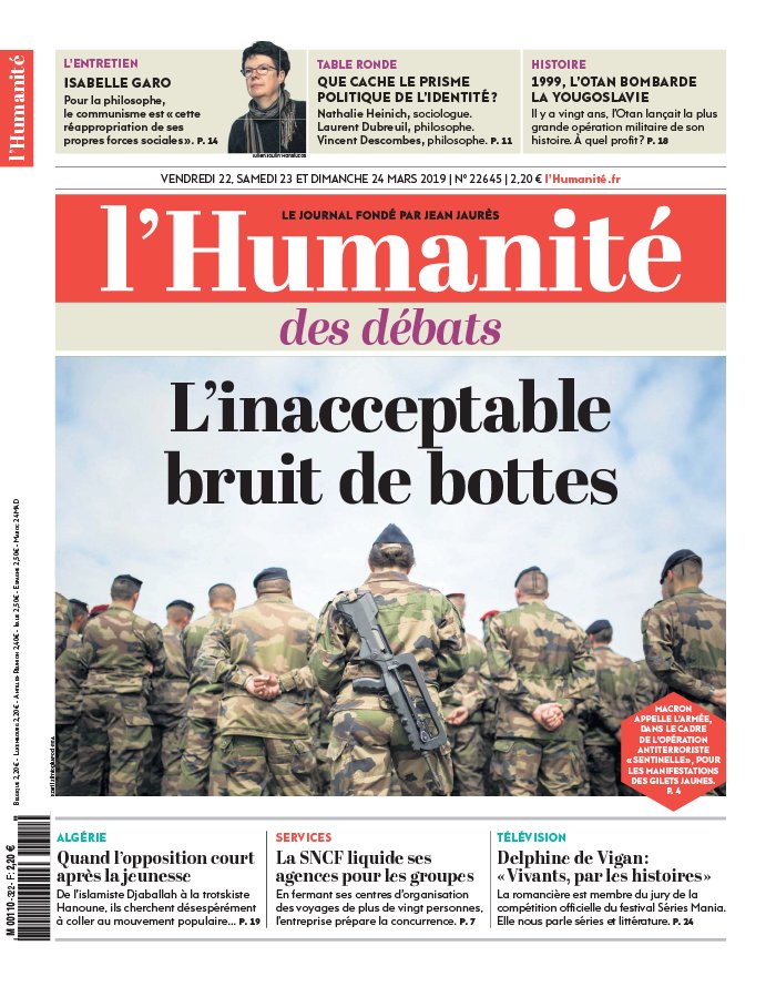 L'Humanité 22 mars 2019 L'Humanité N°22645 du 22 mars 2019 à télécharger sur iPad