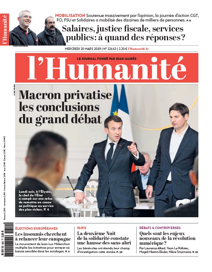 L'Humanité 20 mars 2019 L'Humanité N°22643 du 20 mars 2019 à télécharger sur iPad