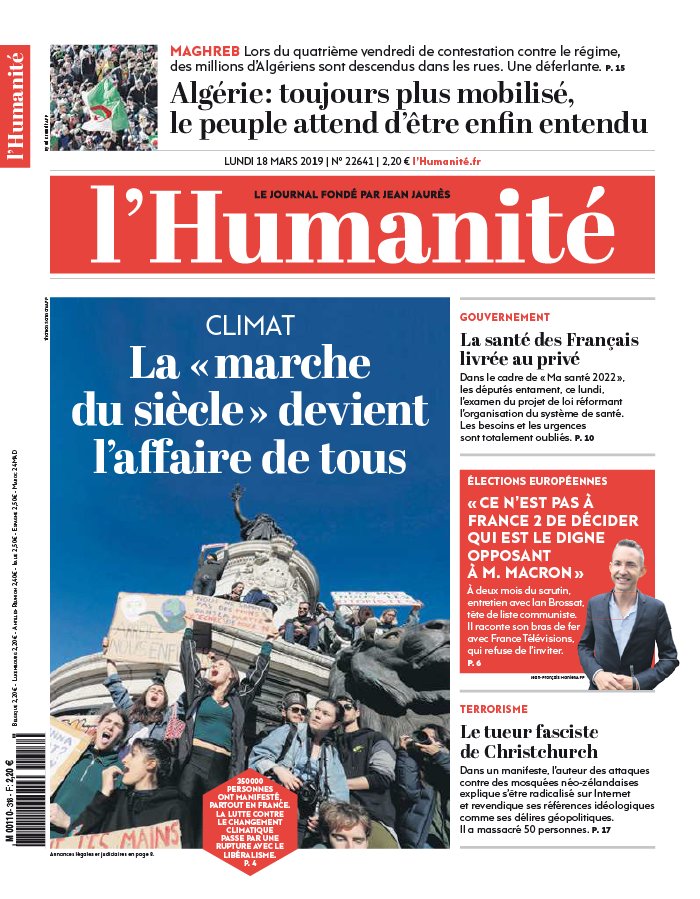 L'Humanité 18 mars 2019 L'Humanité N°22641 du 18 mars 2019 à télécharger sur iPad