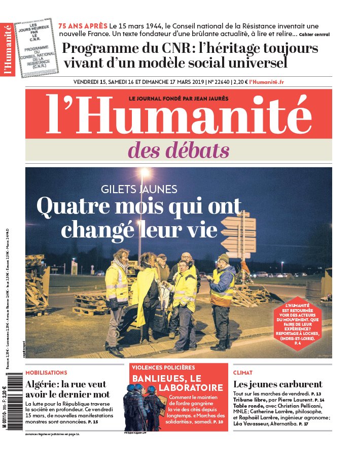 L'Humanité 15 mars 2019 L'Humanité N°22640 du 15 mars 2019 à télécharger sur iPad