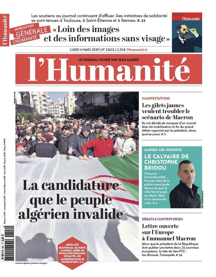 L'Humanité 04 mars 2019 L'Humanité N°22631 du 04 mars 2019 à télécharger sur iPad