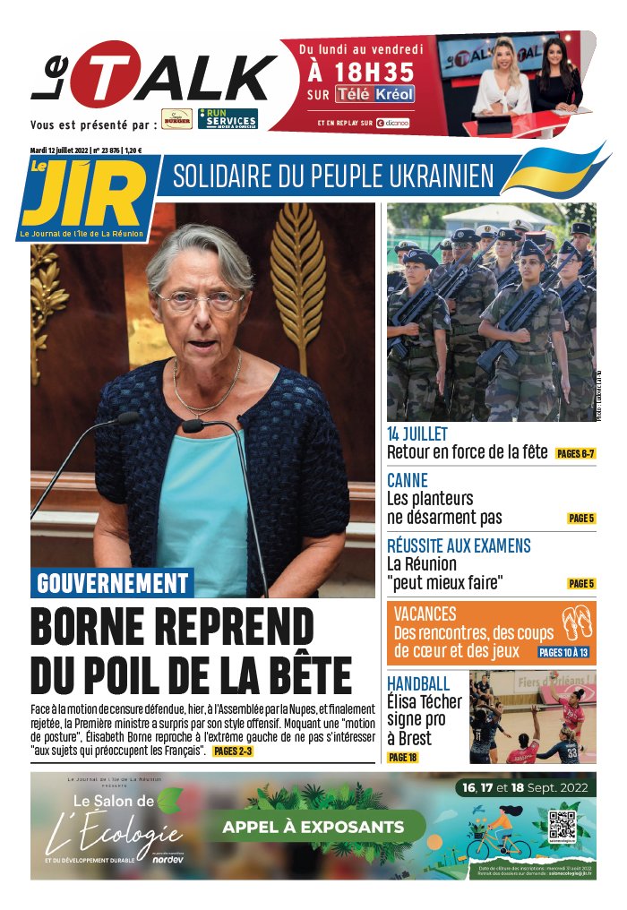 Journal de l'île de la Réunion N°23876 du 12 juillet 2022 à télécharger