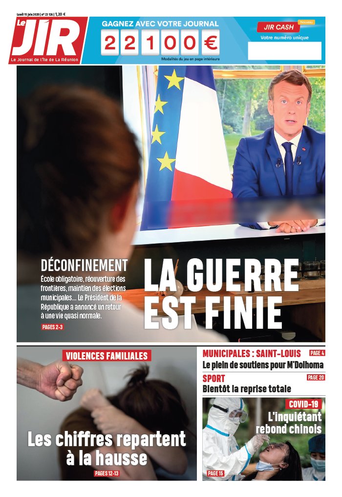 Journal de l'île de la Réunion N°23126 du 15 juin 2020 à télécharger