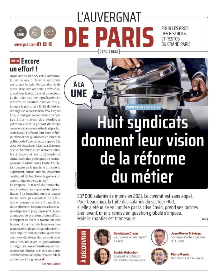 L'Auvergnat de Paris N°1162 du 28 octobre 2021 à télécharger sur iPad