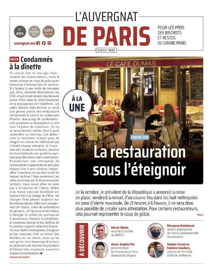 L'Auvergnat de Paris 22 octobre 2020 L'Auvergnat de Paris du 22 octobre 2020