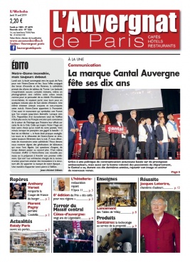L'Auvergnat de Paris N°1030 du 18 avril 2019 à télécharger sur iPad