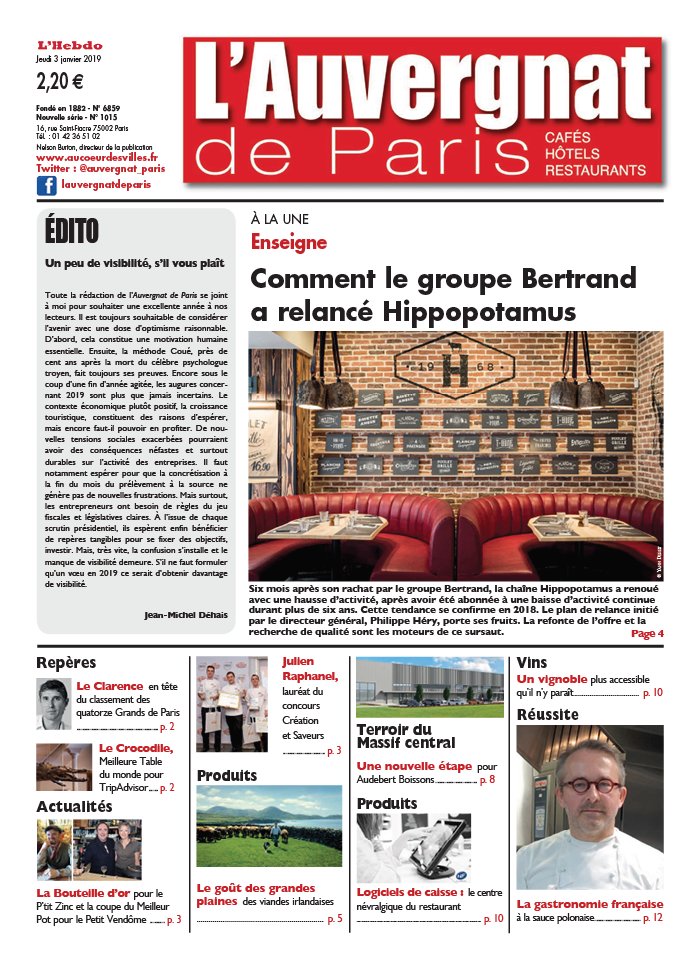 L'Auvergnat de Paris N°1015 du 03 janvier 2019 à télécharger sur iPad