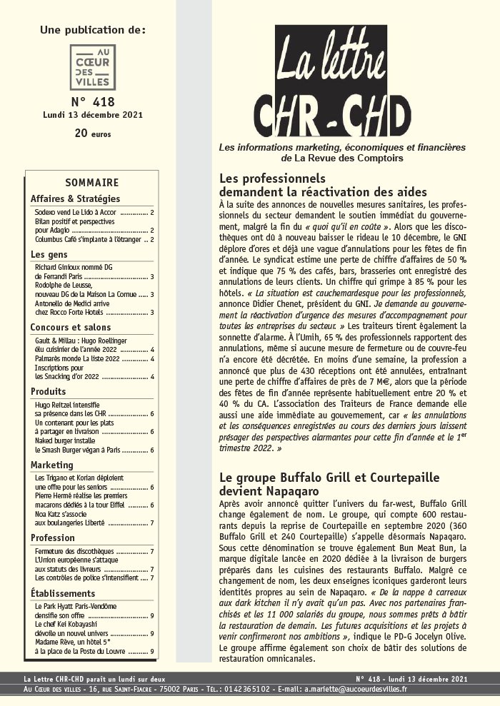 La Lettre Chr Chd N°418 Du 13 Décembre 2021 à Télécharger Sur Ipad