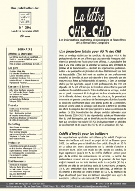 La Lettre CHR-CHD N°394 du 16 novembre 2020 à télécharger sur iPad