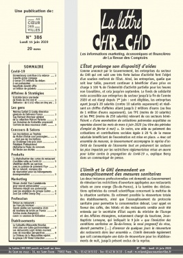La Lettre CHR-CHD 15 juin 2020 La Lettre CHR-CHD N°386 du 15 juin 2020 à télécharger sur iPad