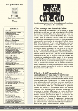 La Lettre CHR-CHD N°386 du 15 juin 2020 à télécharger sur iPad