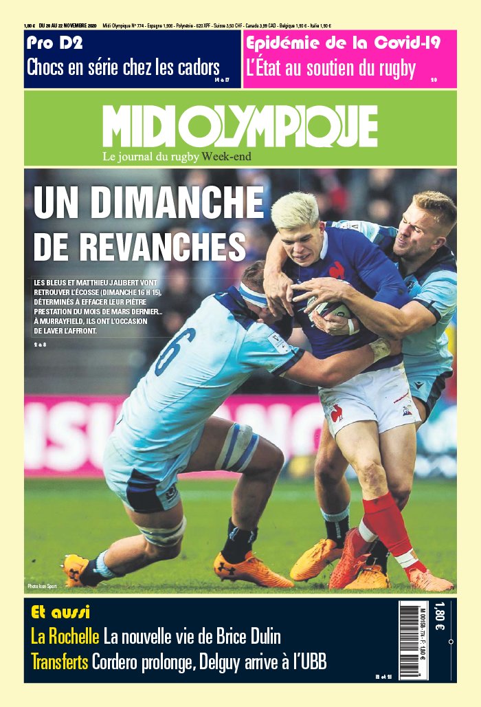 Midi Olympique Vert 20 novembre 2020 Abonnement Midi Olympique Pas Cher avec le BOUQUET SPORT ePresse.fr