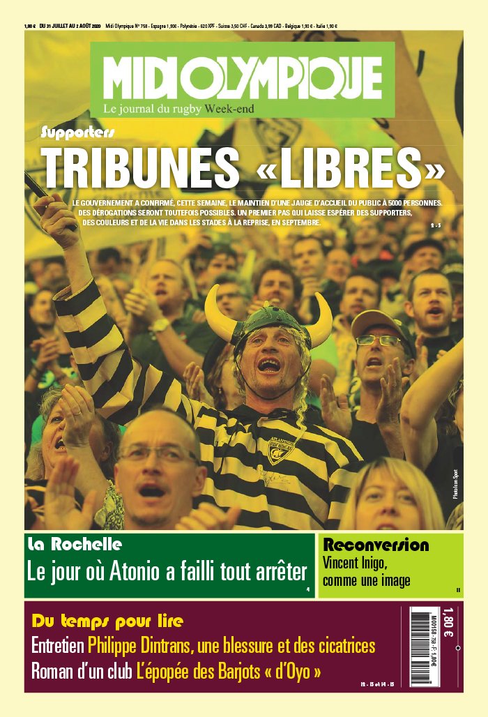 Midi Olympique Vert 31 juillet 2020 Abonnement Midi Olympique Pas Cher avec le BOUQUET SPORT ePresse.fr