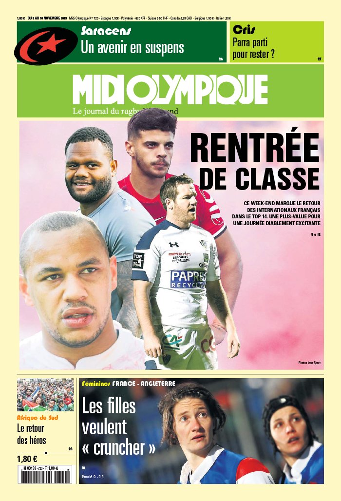 Midi Olympique Vert 08 novembre 2019 Abonnement Midi Olympique Pas Cher avec le BOUQUET SPORT ePresse.fr