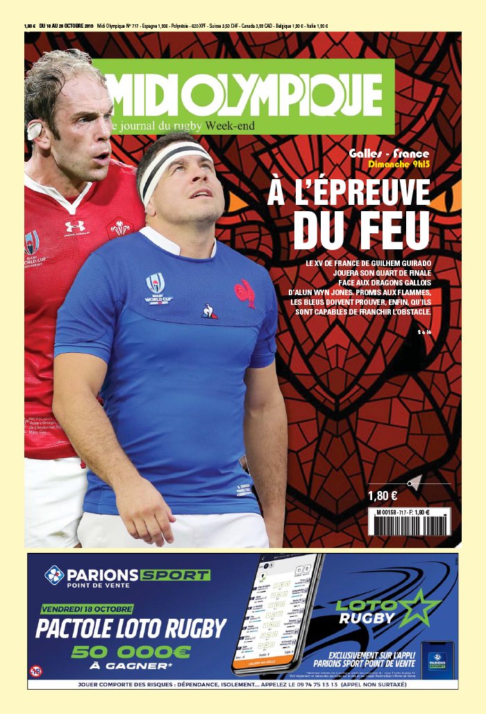 Midi Olympique Vert 18 octobre 2019 Abonnement Midi Olympique Pas Cher avec le BOUQUET SPORT ePresse.fr